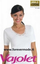 Women's Vajolet Short Sleeve Wool Cotton Lace Profile Jersey art 4508