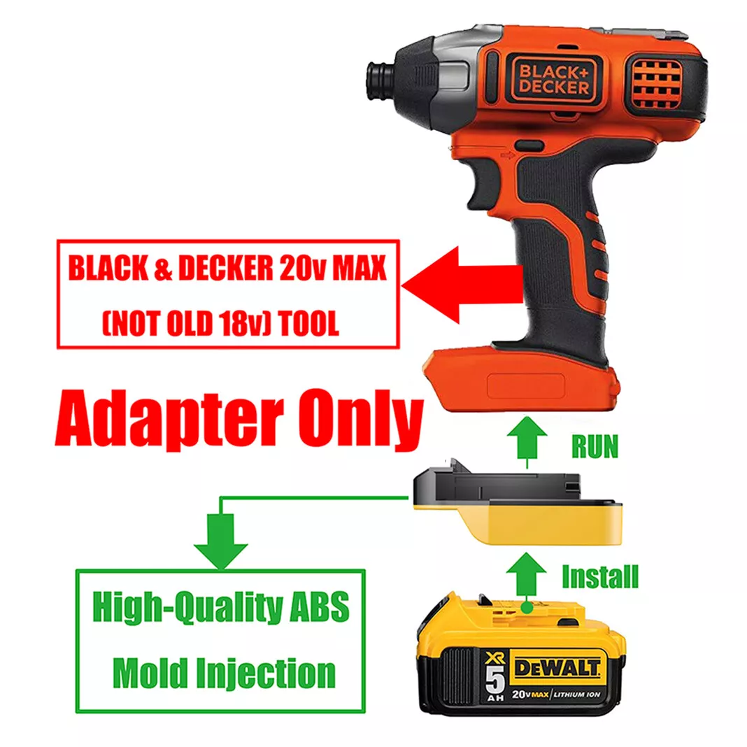 NEW Adapter For Dewalt 20V MAX Li-Ion Battery For Black & Decker 20V  Tools