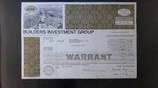 Warrant na 95 akcji 1972 Builders Investment Group, Floryda