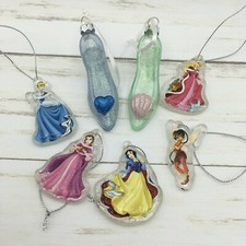 Walt Disney Glass Disney Princess Slipper and Character Ornaments