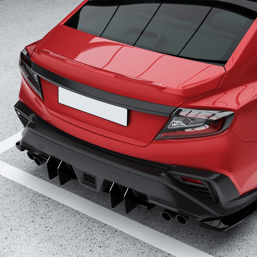 For 22-25 Subaru WRX ST-Style Gloss Black Front Lip+Side Skirts+Rear Diffuser