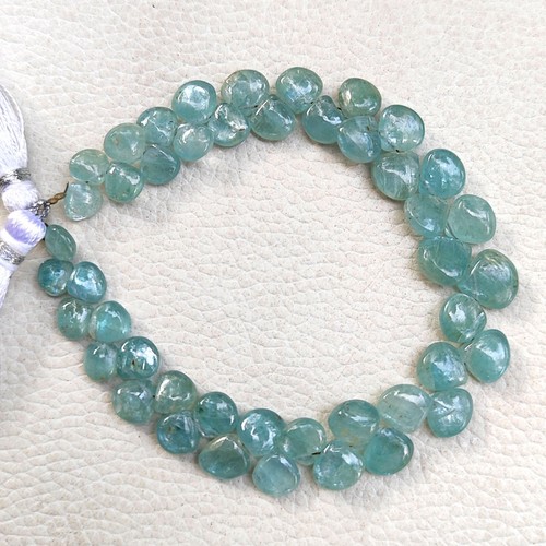 Cuentas de corazón lisas de cianita azul aguamarina natural tamaño 6 a 9 mm hilo de 7" - Imagen 6 de 9