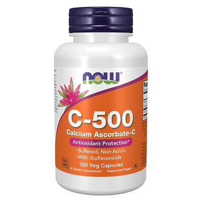 NOW FOODS Vitamin C-500 Calcium Ascorbate-C 100 Veg Capsules