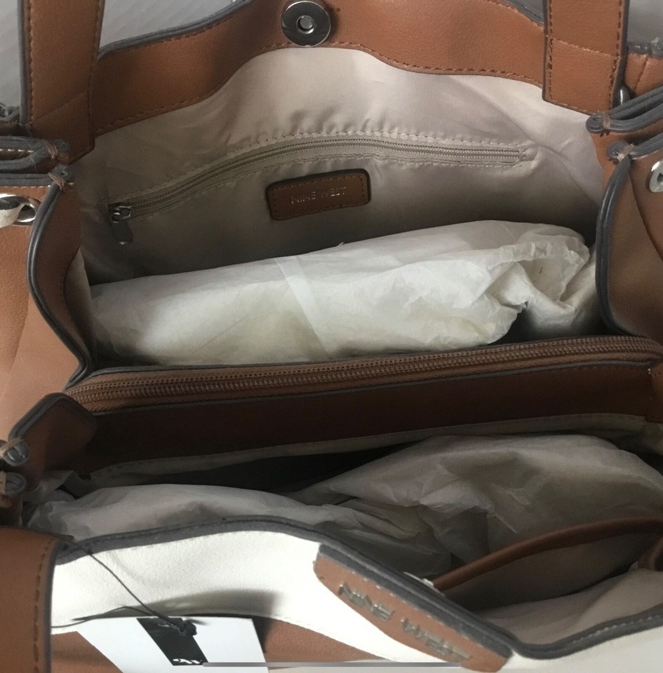 NINE WEST Satchel Purse Bag Tote ABARRANE Caramel Multi Color New with