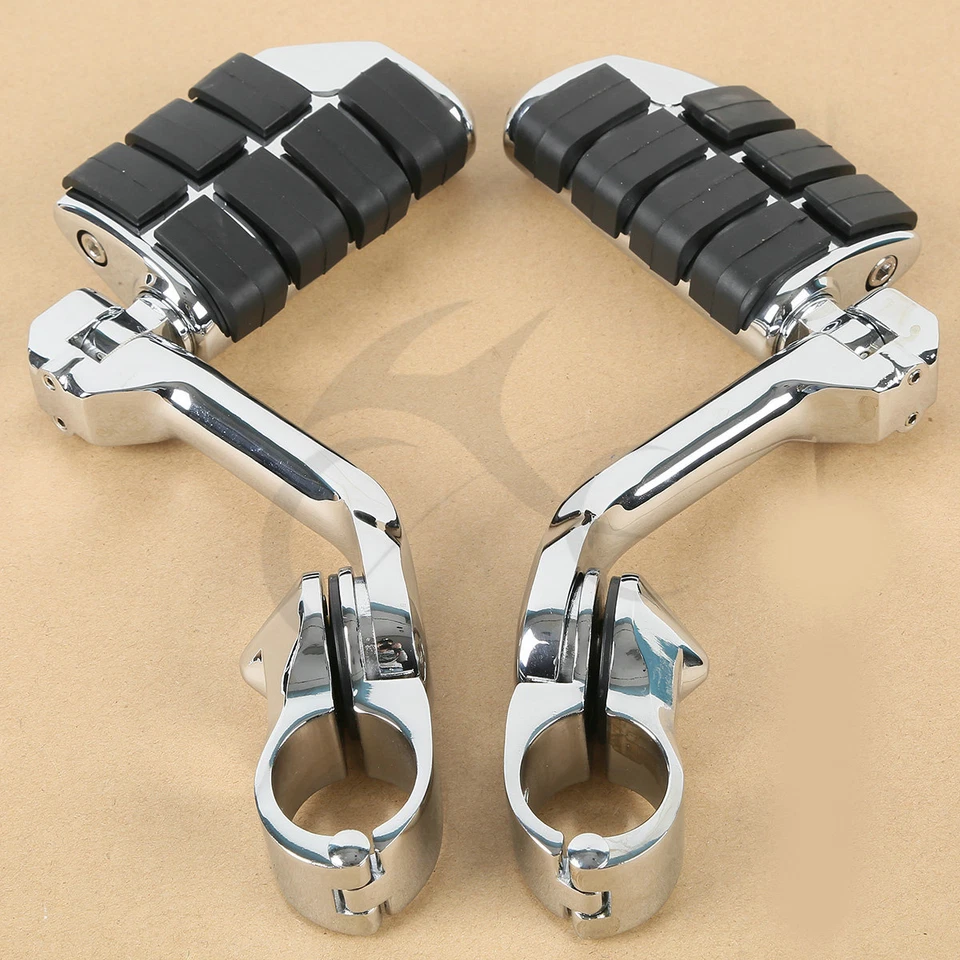 Chrome Long Highway Foot Pegs Fit For Harley Road King Street Glide 1-1/4" Bars - Image 4 of 4
