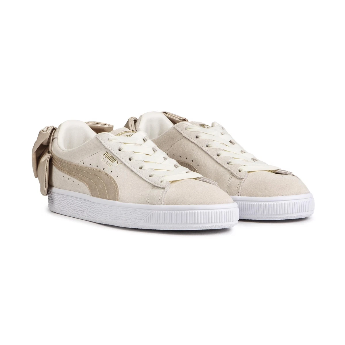 PUMA Womens Suede Bow Court Sneakers Natural eBay