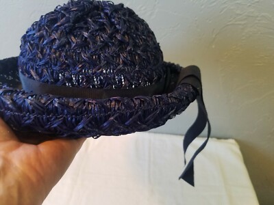 Union Made Woven Blue Hat with Double Blue Ribbons off the  display picture 1