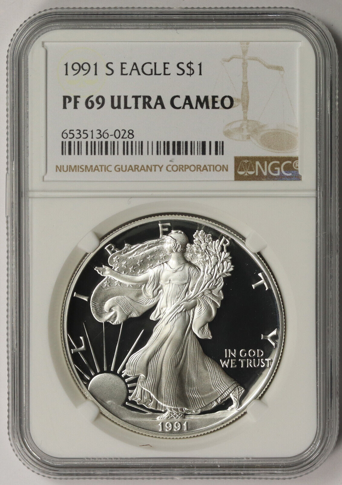 1991-S American Silver Eagle $1 Proof PF 69 Ultra Cameo NGC Ograniczona sprzedaż, wybuchowe kupowanie