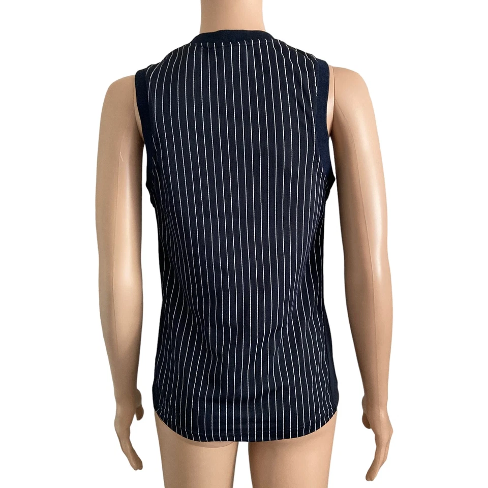 Zoo York Tank Top Y2K Unbreakable Boys Med 12 14 Spellout Blue White Striped - Image 2 of 4