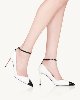 AQUAZZURA Pinot 85 White Leather Pointy Pumps Z3021 Size 38.5