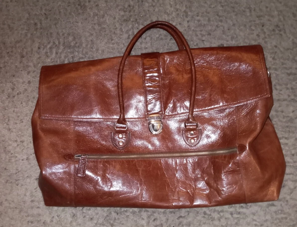 Vintage M. LONDON leather Weekender Travel brown leather duffle bag 22”  Soft | eBay