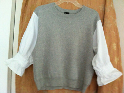 LOVE TOKEN Women's Top Size S Gray With White Contrast New Without Tags 