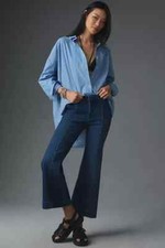 Anthropologie Pilcro Club Cropped Mid-Rise Flare Jeans 26 NWT Stick Wash Dark