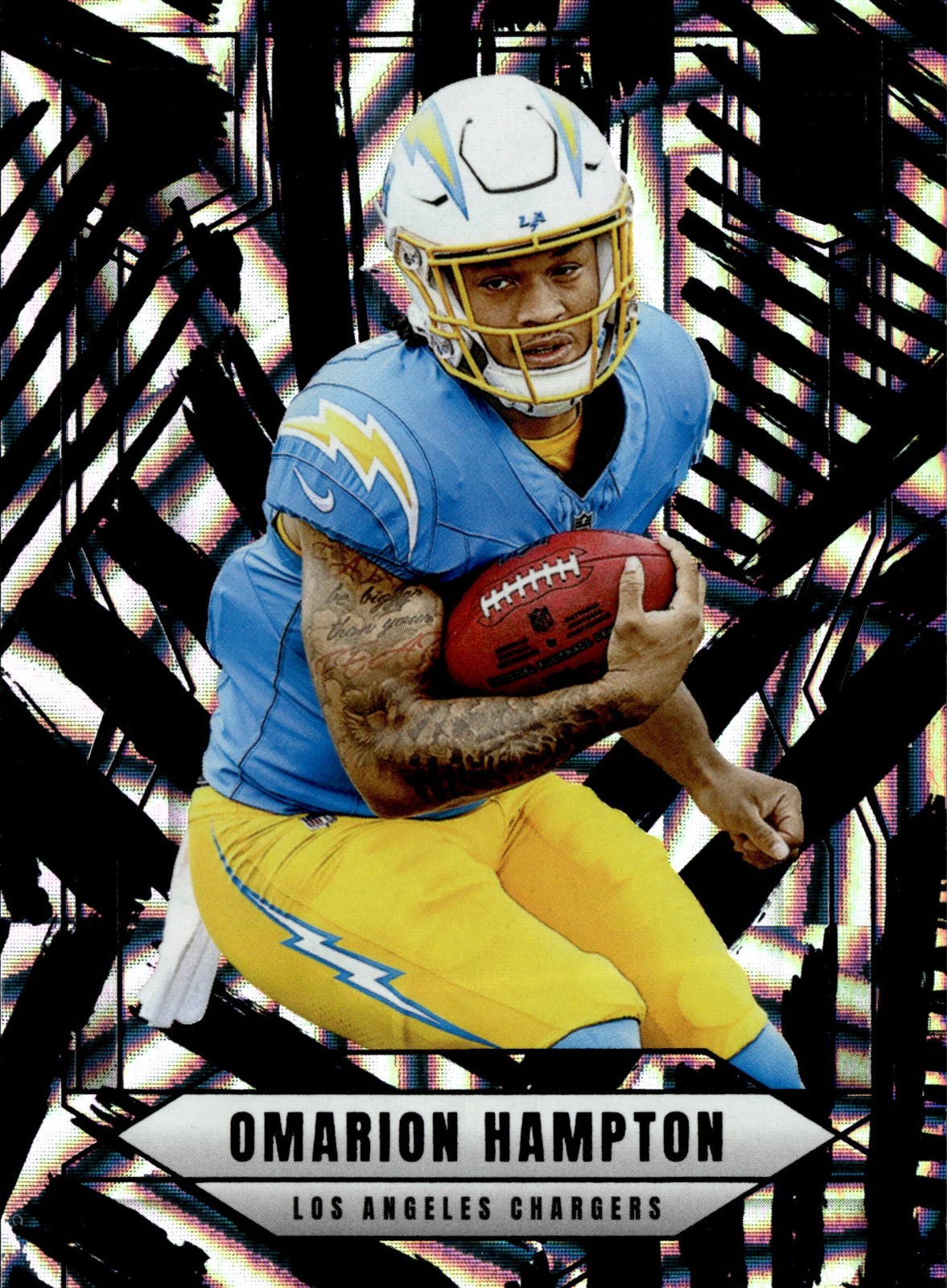 OMARION HAMPTON 2025 Donruss Elite RAZZLE DAZZLE RC #132 Chargers CASE HIT