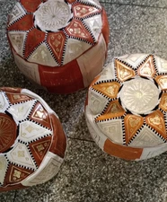 Moroccan Leather Pouf Ottoman 