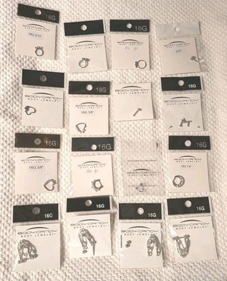 16 Pieces Body Candy Body Jewelry Assortment. Variety. Body piercing. New In Pkg