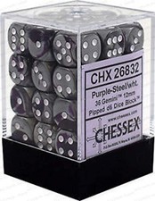 Chessex CHX26832 Dice - Gemini: 36D6 Purple/S...
