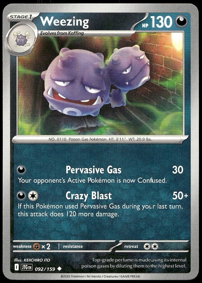Weezing 092/159 Uncommon Journey Together Pokemon Lightly Played