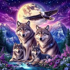 5D Eagle Diamond Painting Kits for Adults,Animal Wolf Family Diamond Art Kits...