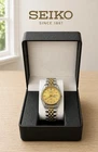Vintage Seiko Two Tone Day/Date Gold Dial-Gold-Silver Band 5Y23-8A60 Mens Watch