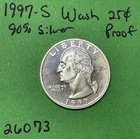1997 S Washington 25c 90% Silver Quarter Proof US Coin