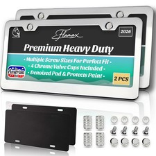 Heavy Duty Stainless Steel License Plate Frame 2 Pack Rustproof Chrome Finish