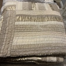 Appartment 9 hand Gold Beige Hand stitched Patchwork Indian Quilt Bedspread