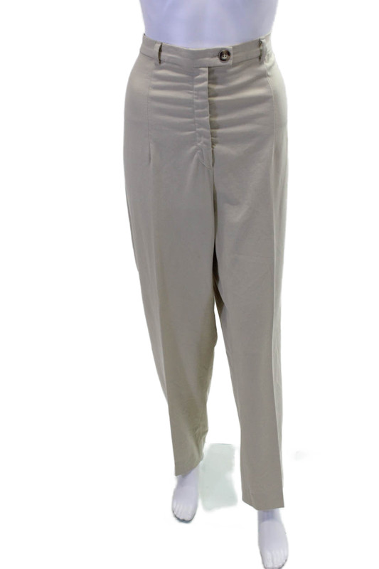 Giorgios of Palm Beach Womens Cotton High Rise Pleated Pants Beige Size 14