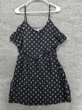 Old Navy Dress Womens Small Black White Floral Print Ruffle Sleeveless Summer