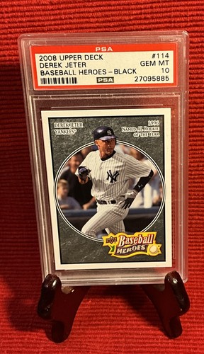 Derek Jeter (HOF) Baseball Heroes Black - PSA 10 - POP 9 - 2008 Upper Deck