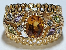 Solid 14k gold natural citrine ring 7.13 grams - sz 8  GIA