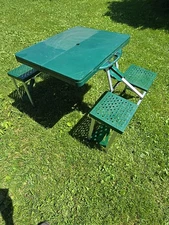 4-Seat Folding Compact Portable Camping Outdoor Green Picnic Table