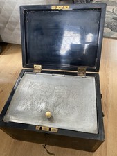 Antique 1800s Handmade J Bramah London Lacquered Wood Pewter Humidor Box