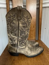 Mens Ariat Heritage R Toe Cowboy Western Boots 9 1/2 D Brown 34729