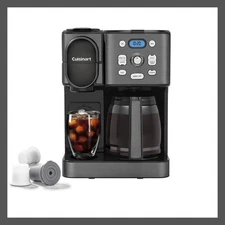 Cuisinart 64 oz Coffee Maker Black 2-IN-1 Single-Serve Brewer K-Cup