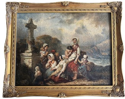 1899 Irma Vauthier  Antique Oil Painting European Genre Scene by Gilt Frame