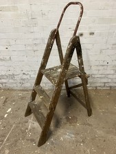 Vintage Retro Wooden Painters Folding Steps - DIY DISPLAY PAINT SPLATTERED