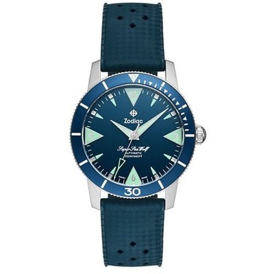 Zodiac Super Sea Wolf Skin Diver Automatic Blue Dial Rubber Strap Watch ZO9217