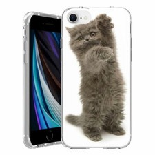 For Apple iPhone SE 3rd 2nd Gen TPU Case Cover Glass Cat Standing