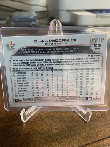 2021 Topps Chrome Update Chas McCormick Rc X-fractor Auto /125 - Picture 2 of 3