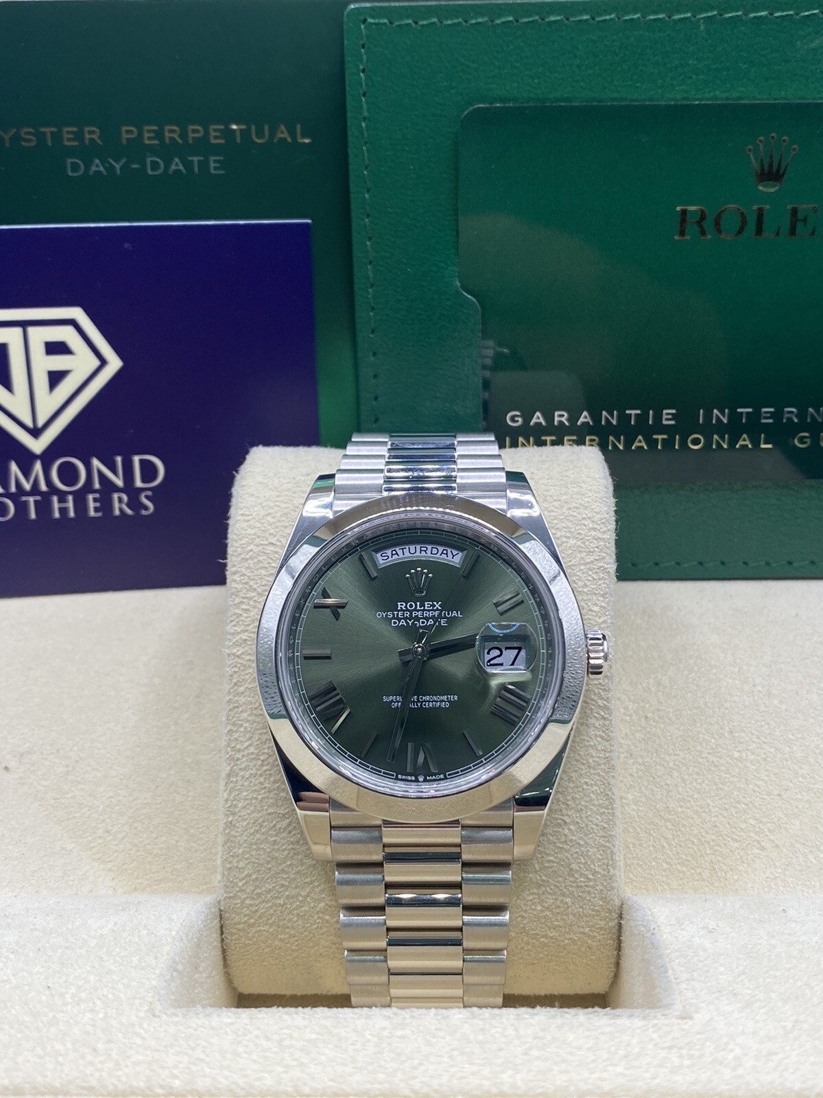 Rolex Daydate 228206 platinum olive 2022 with box and papers image 2