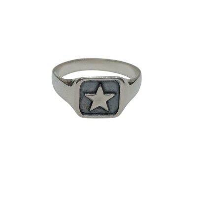 Sterling Silber Herren Siegelring Stern gestempelt 925 Comfort Fit Nickelfrei