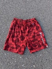 A Bathing Ape x Champion Red Camo Shorts Medium 2017