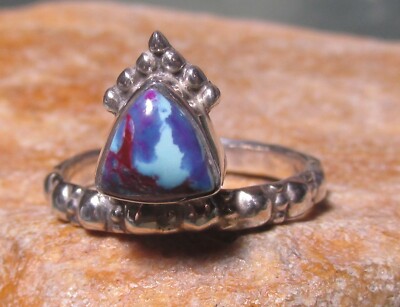 925 Silber Alltag lila Kupfer Mohave Ring UK P-P1 4/US 7,75. Geschenktüte.
