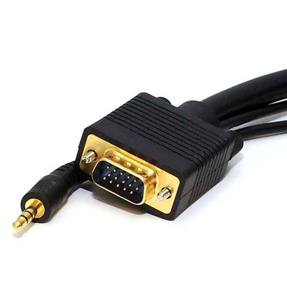 100FT SVGA VGA 15-Pin PC Monitor Video Cable & 3.5mm Stereo Audio Male Plug Cord - Image 2 of 2