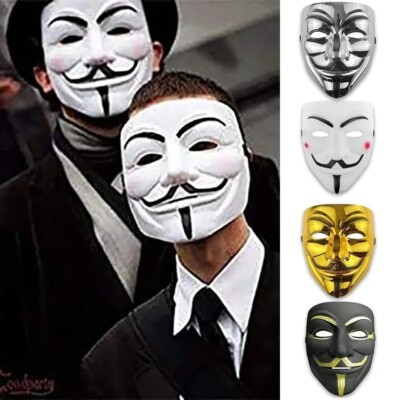 Halloween Cosplay Masken V wie Vendetta, Anonyme Filmmaske für Erwachsene, Kinder
