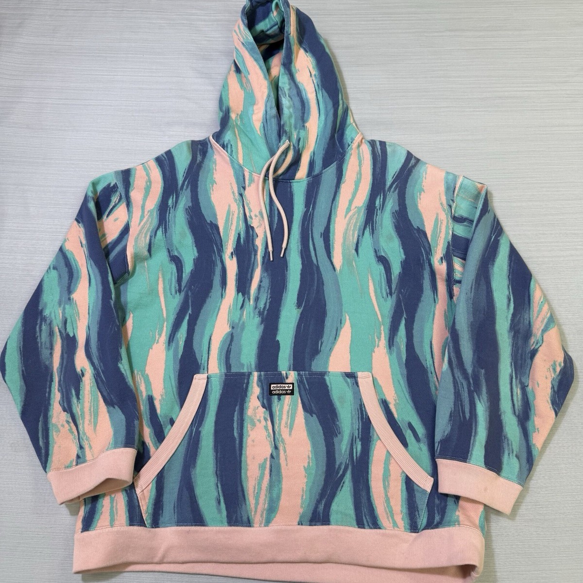 Rare Adidas Originals FBLS AOP Men's Pastel GN3336 Colors Hoodie Size Large