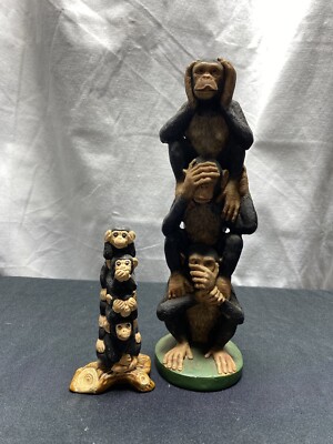 Lot Of 2 Wise Monkeys Statues Collek