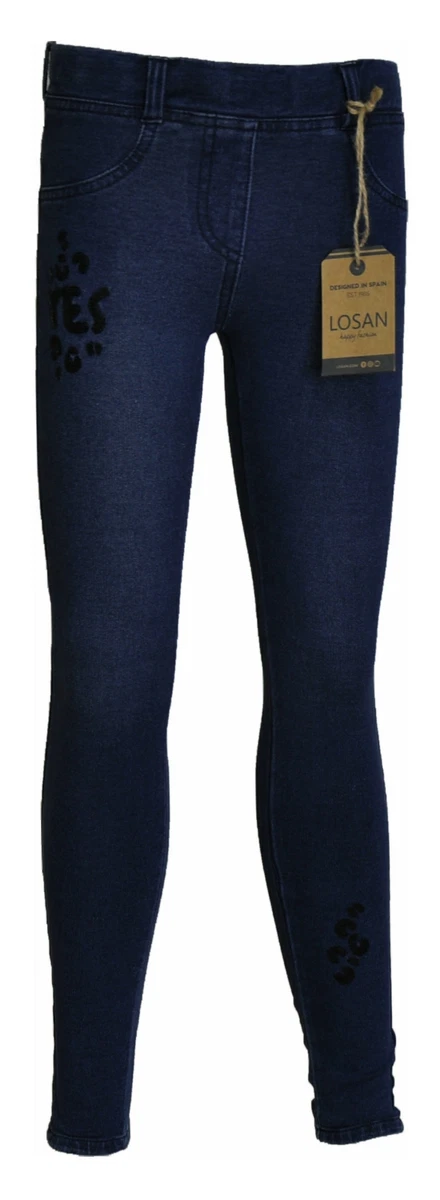 JEGGINGS BAMBINA RAGAZZA TASCHE PAILLETTES ELASTICO VITA LOSAN ART