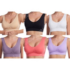 1/3 Pack Seamless Comfort Bra Stripe Pull On Bras Sleep Stretch padded Plus size
